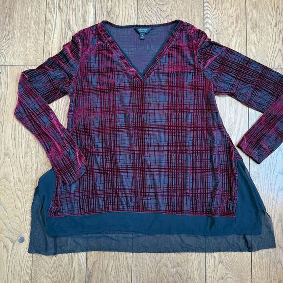 Simply Vera Vera Wang Velvet Burnout Sheer Tunic SZ M Goth Dark Romantic Vampire - Picture 1 of 7